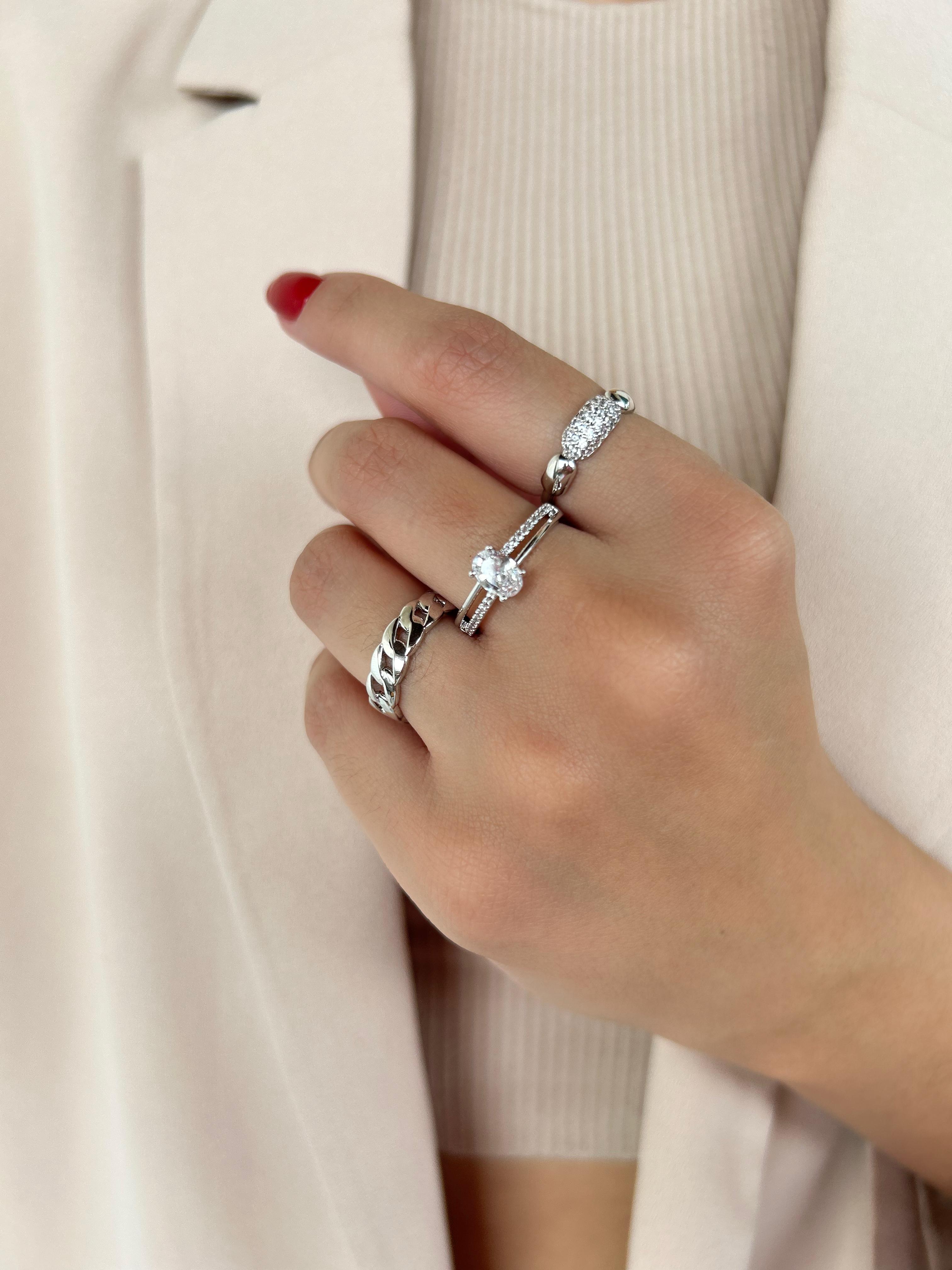 Anel Suiça Banho Ródio Premium