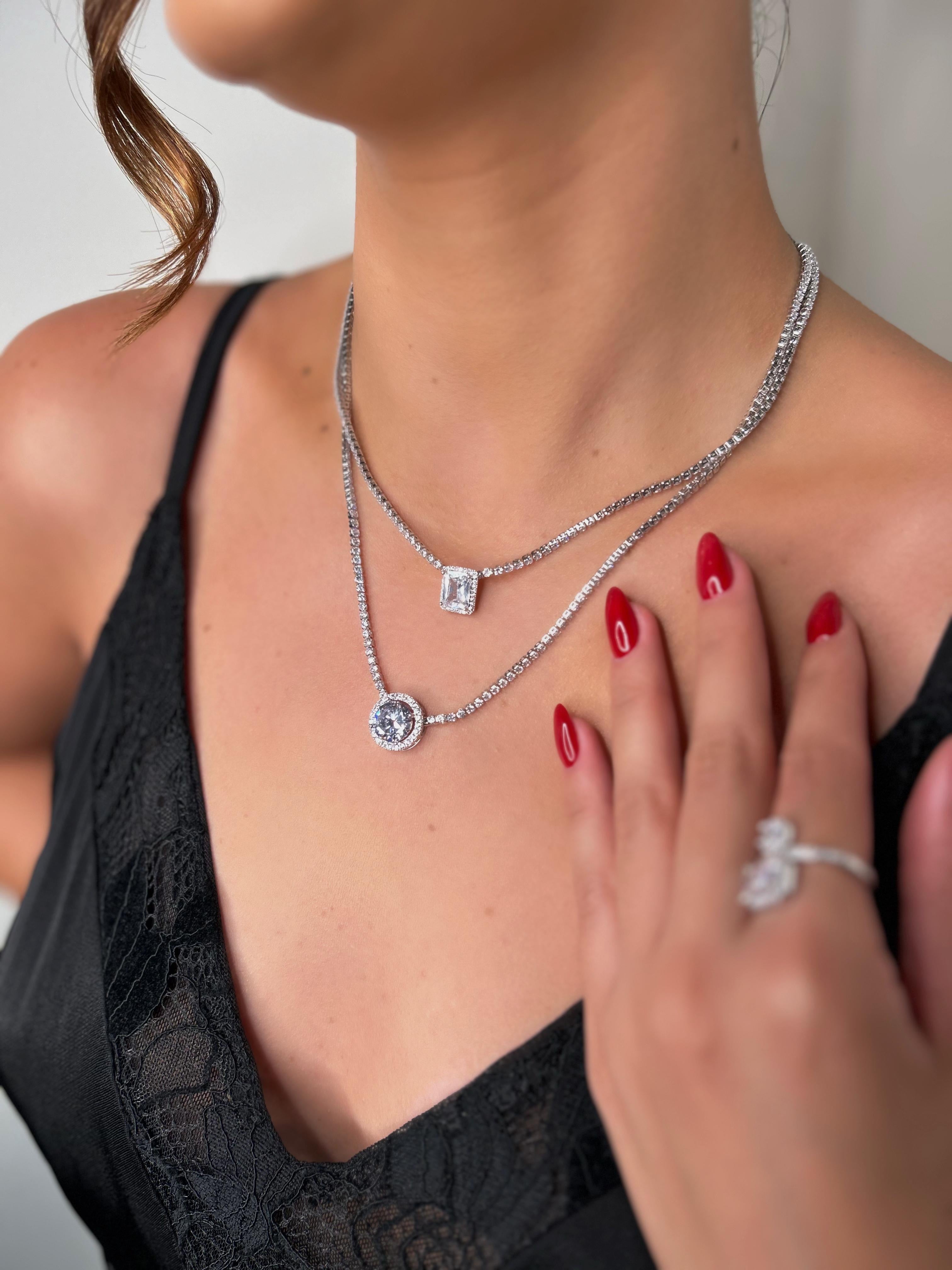 Colar Riviera Pingente Circulo Banho Ródio