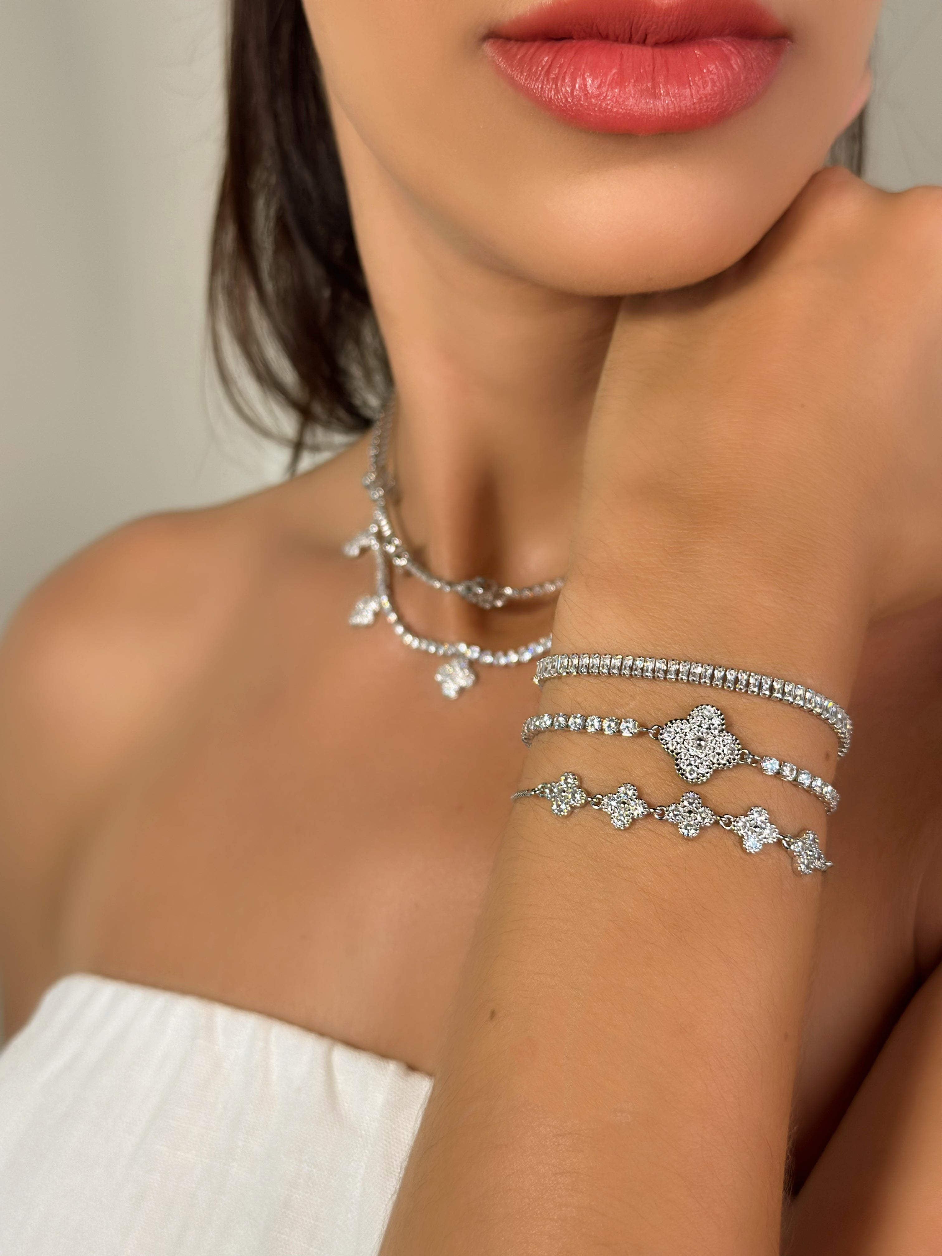 Pulseira Trevo Banho Ródio