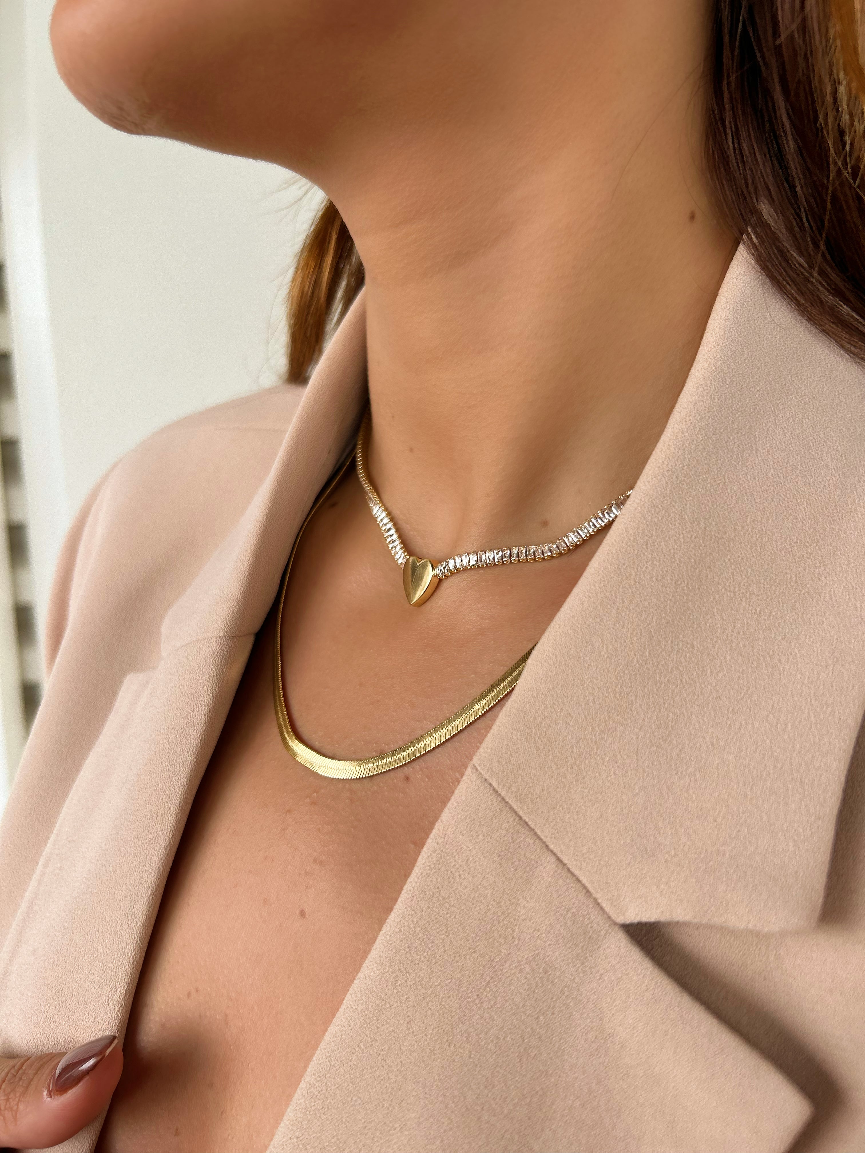 Riviera Coração Baguete Dourada