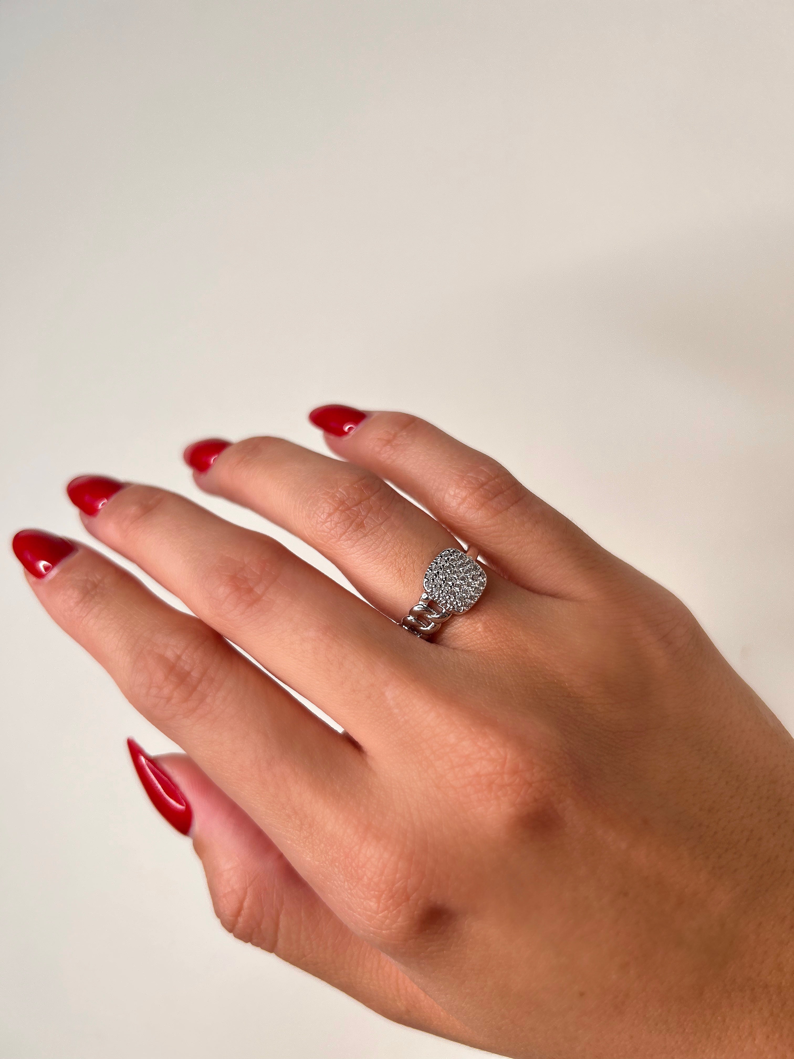 Anel Veneza Banho Ródio Premium