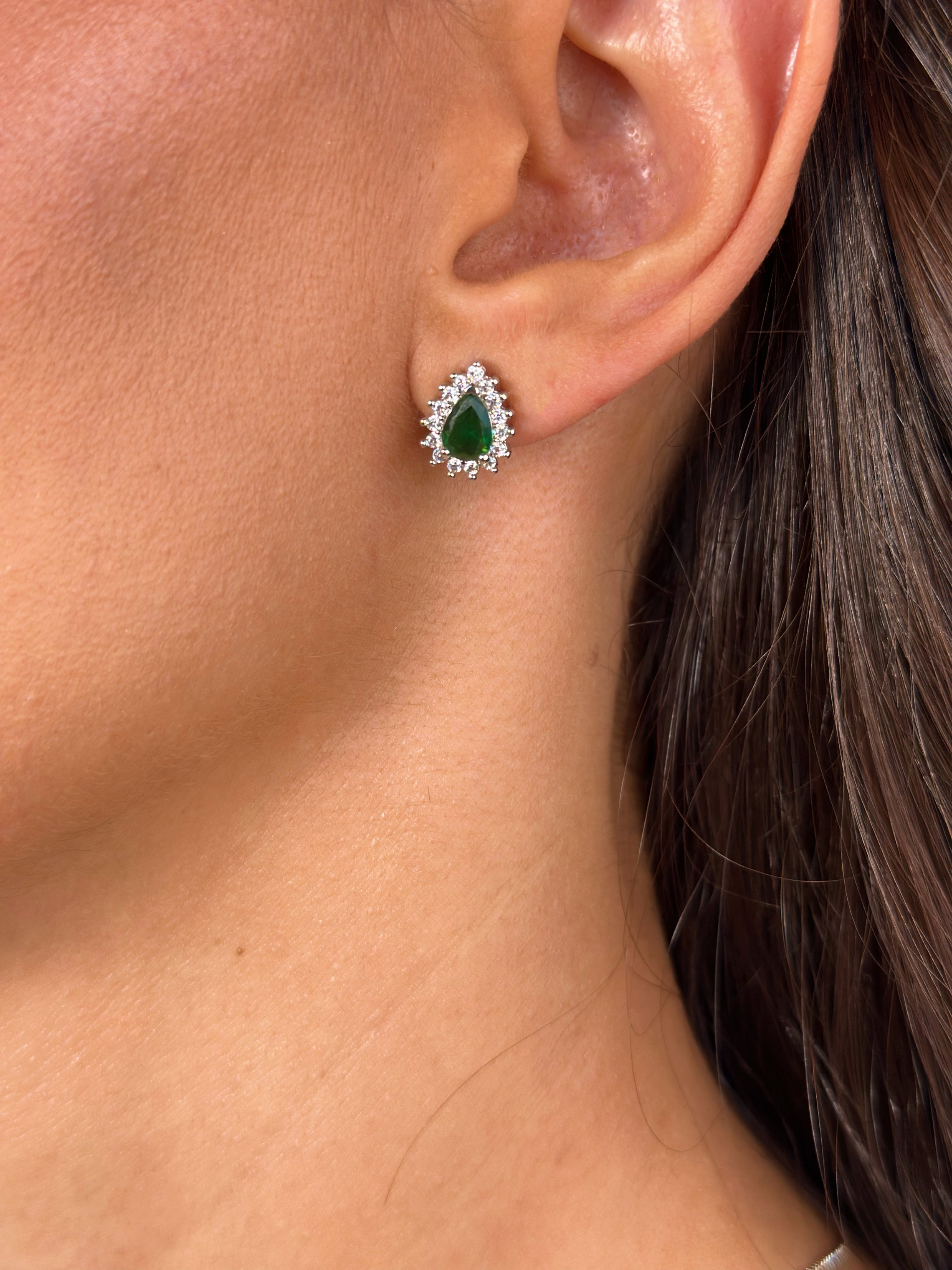 Conjunto Gota Zircônia Verde