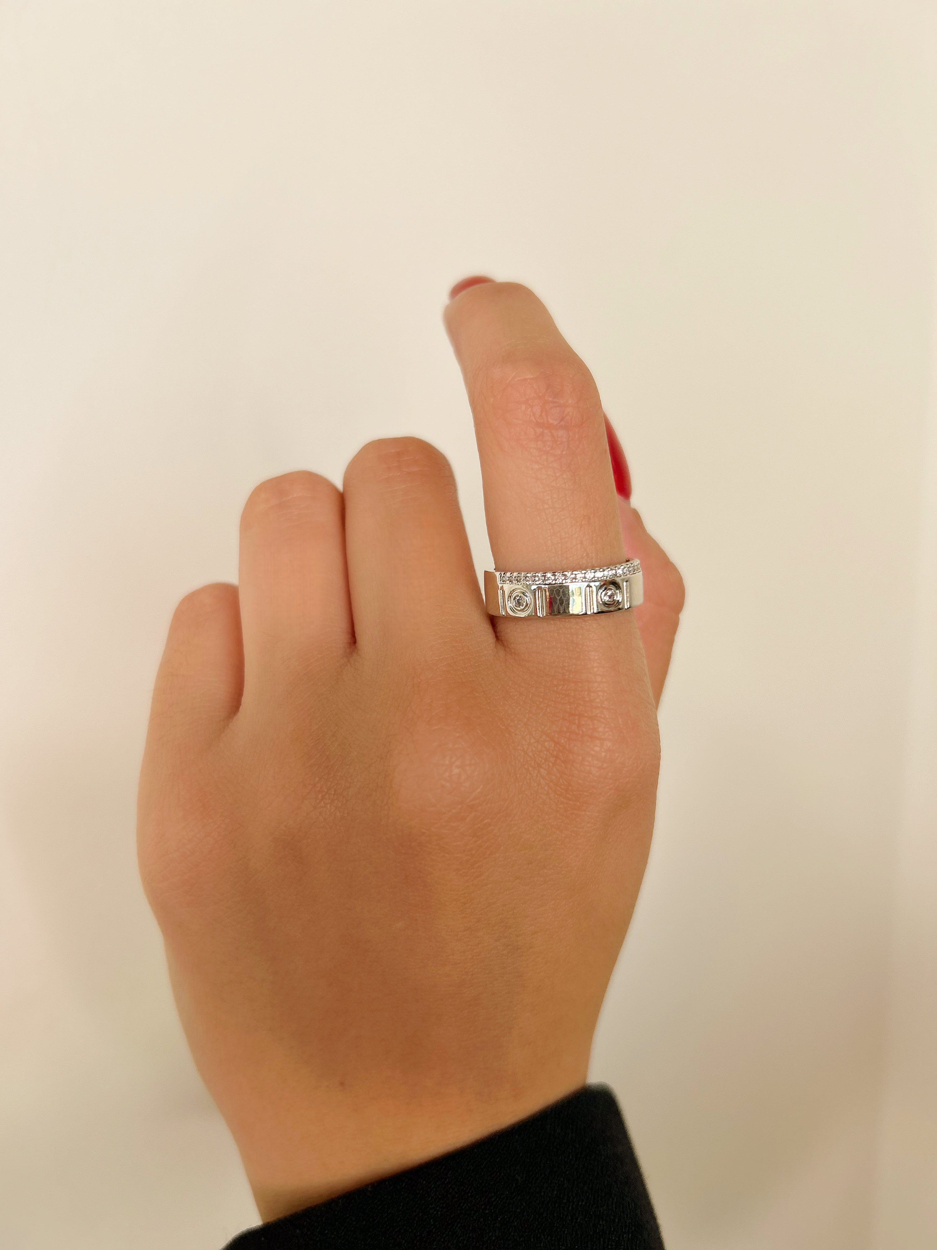 Anel Inspiração Banho Ródio Premium