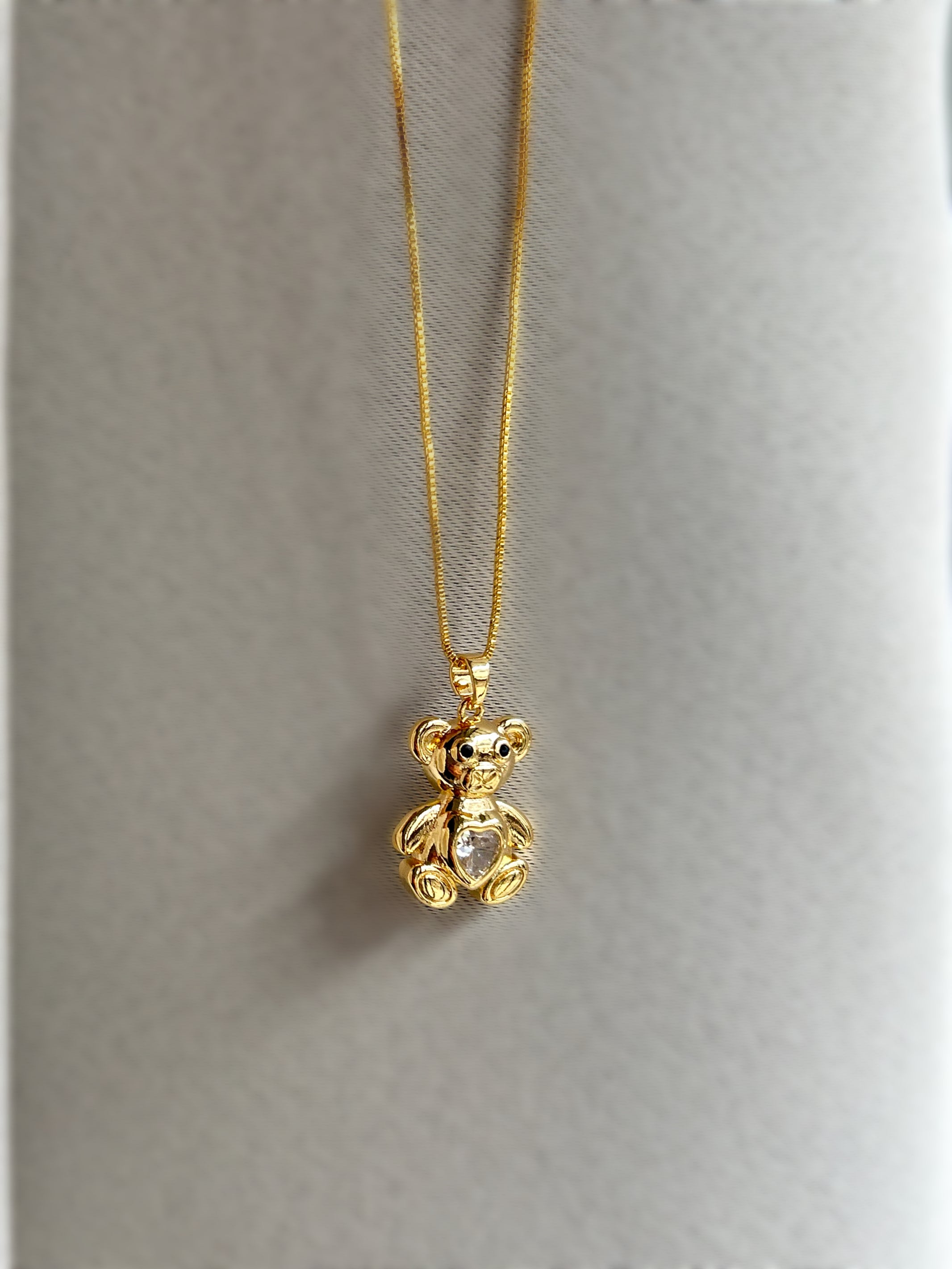 Colar Urso Coração Zircônia