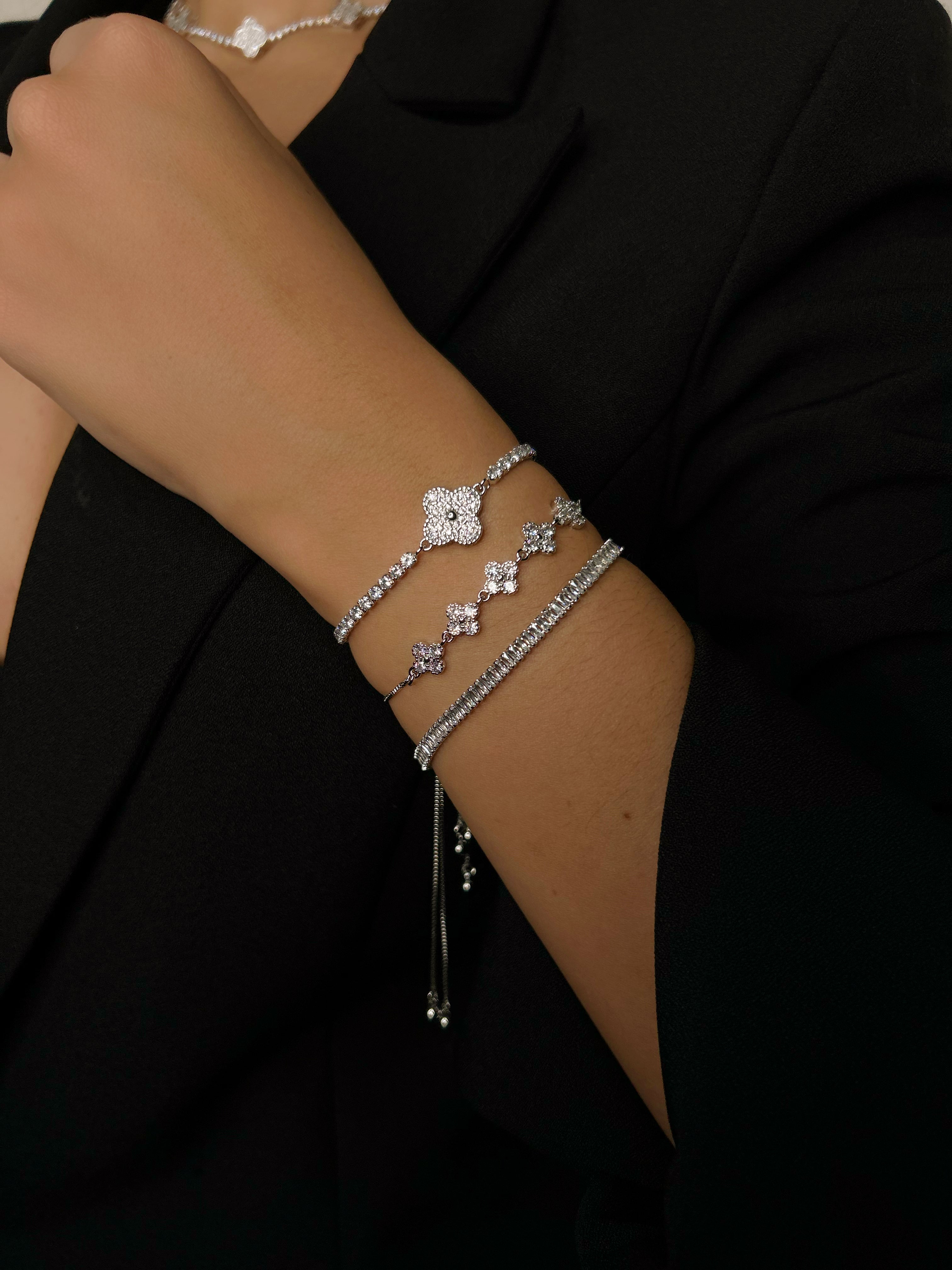 Pulseira Baguete em Ródio