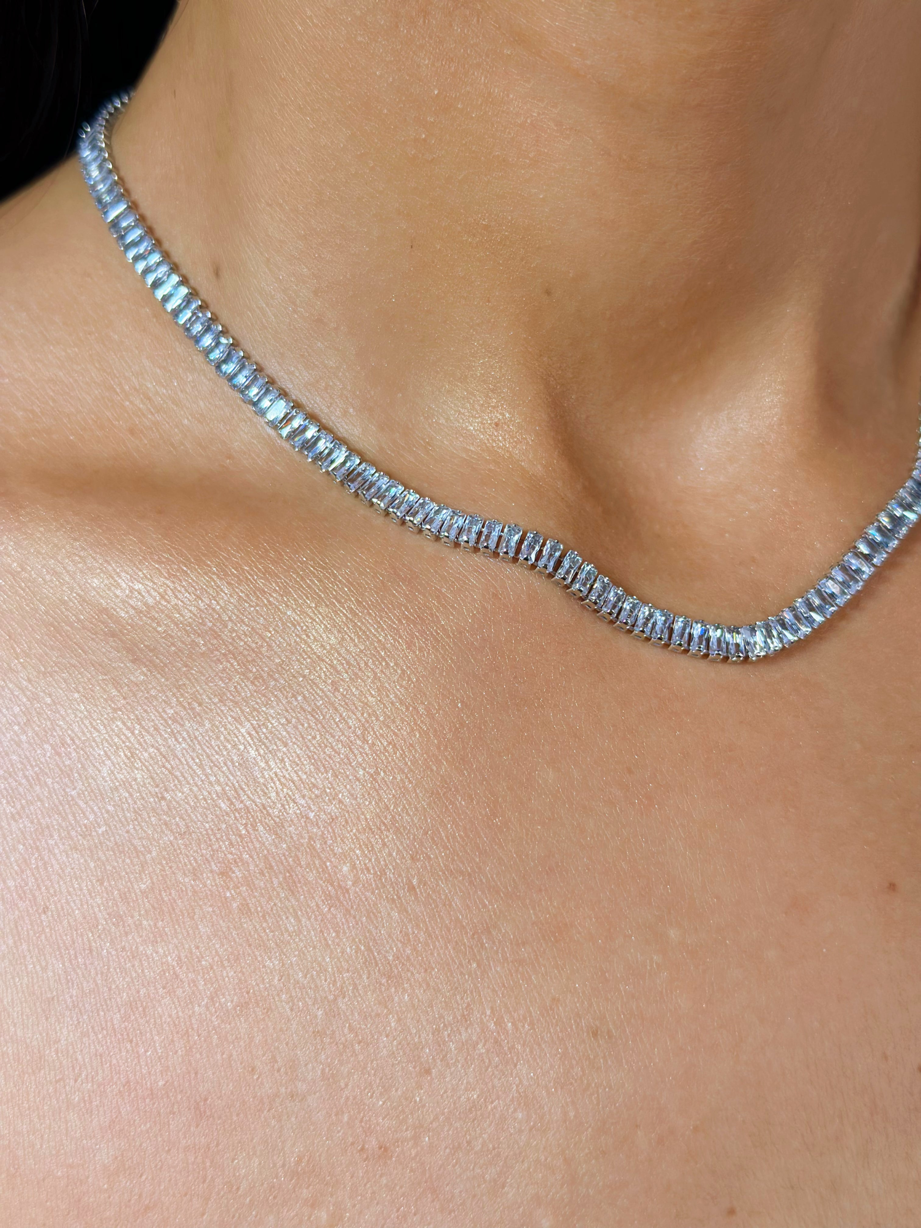 Riviera Baguete Ródio  40cm