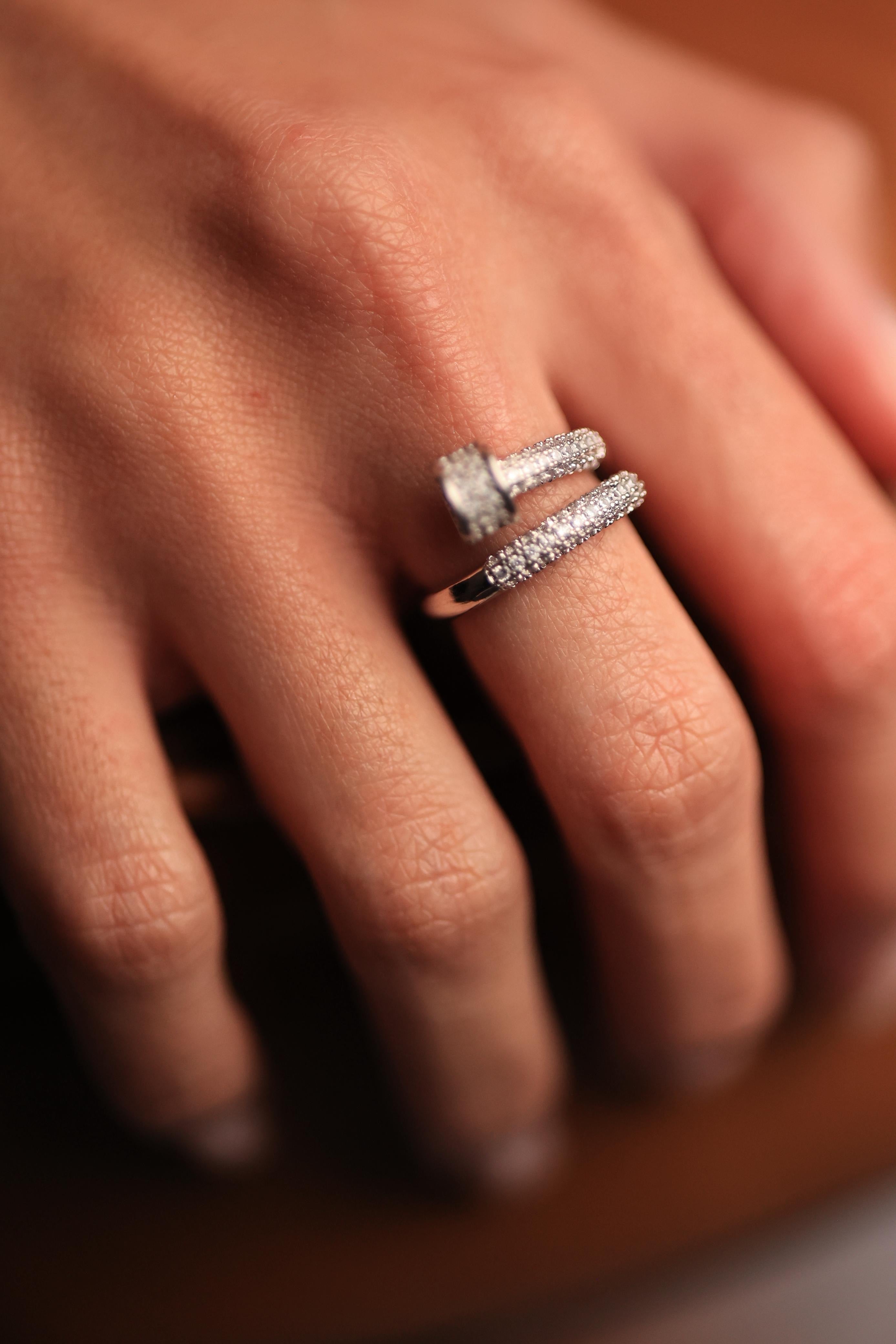 Anel Prego Banho Ródio Premium