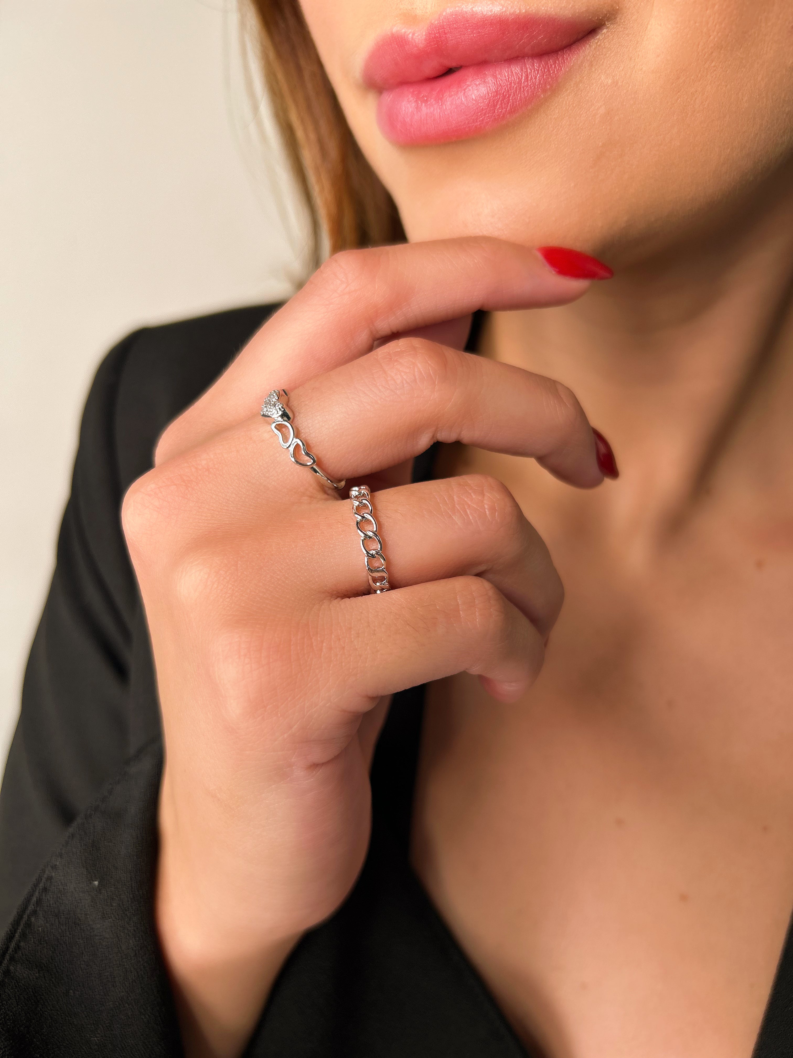 Anel Torre Banho Ródio Premium